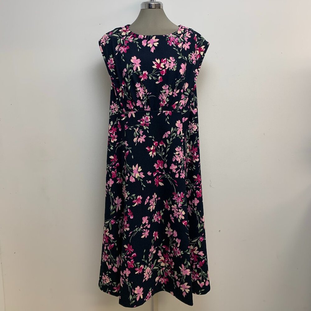 New Calvin Klein Women's Elegant Floral Crepe Fit & Flare Dress Plus Sizes